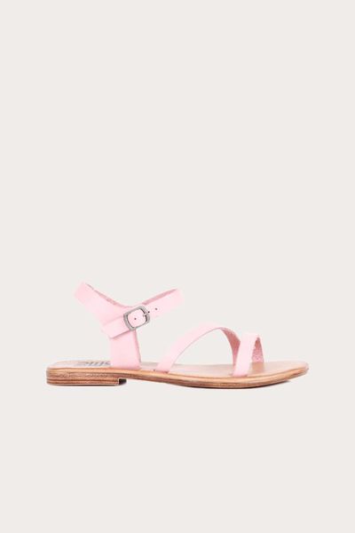 sandals women powder leather flat, Black